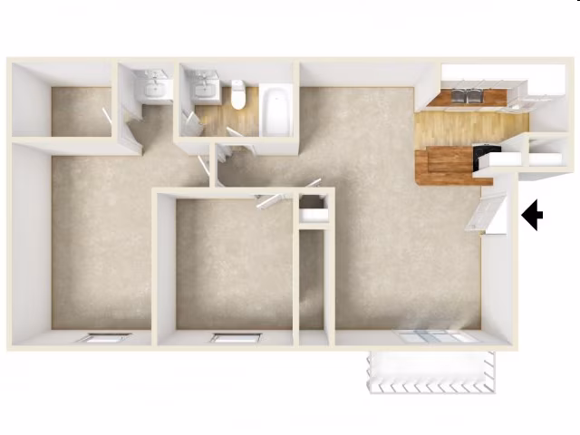 2 Beds • 1 Bath 823 floor plan